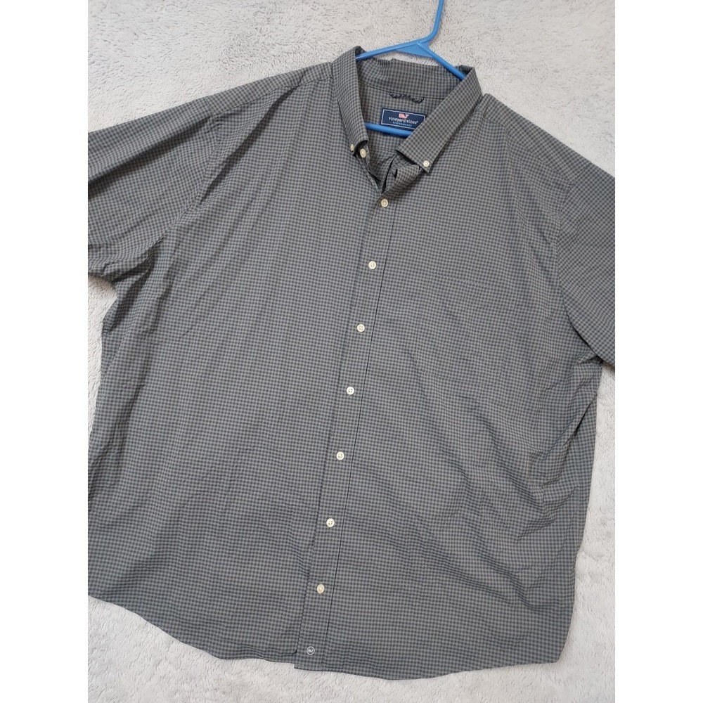 Vineyard Vines Performance Shirt Men 3XB 3XL Big Classic Fit Tucker Gingham Gray